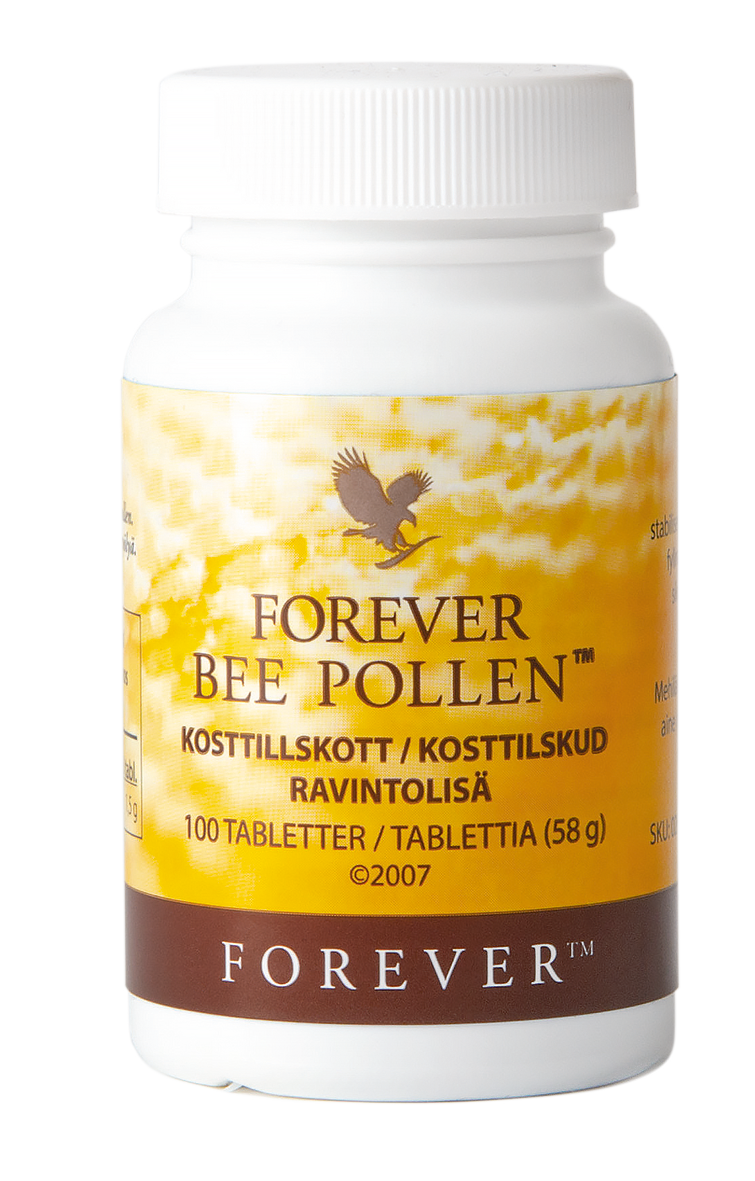 Forever Bee Pollen sisältää mehiläisten keräämää siitepölyä, joka on tärkeä proteiininlähde mehiläisille. Se on myös suosittu liikkuvien ravintolisä.